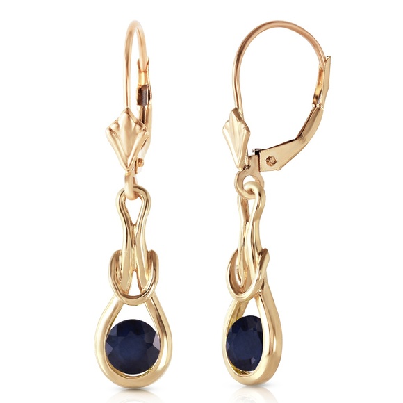 GOLD LEVER BACK EARRINGS WITH NATURAL SAPPHIRES